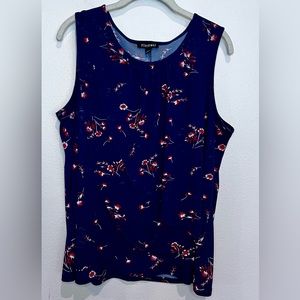 Roz & Ali Sleeveless Top XL Blue Floral